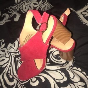 Maurice’s Red CrissCross Block Heels Size 8